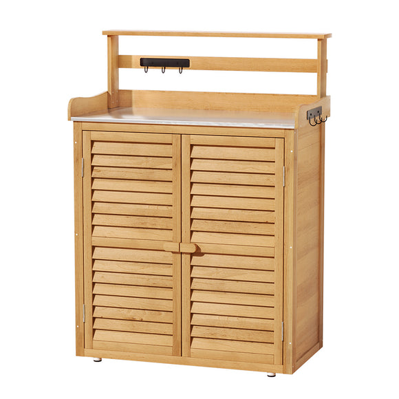 NNEDSZ Outdoor Storage Cabinet Box Potting Bench Table Shelf Chest Garden Shed