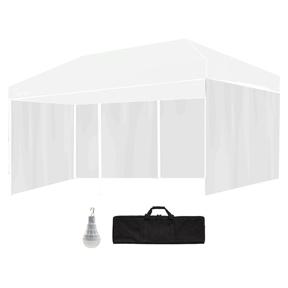 NNEMB TRACK Accessory Pack for 6x3m White Gazebo, includes Walls, Wheeled Carry Bag, Rechargeable USB Lamp