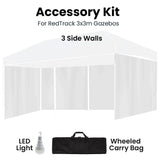 NNEMB TRACK Accessory Pack for 6x3m White Gazebo, includes Walls, Wheeled Carry Bag, Rechargeable USB Lamp