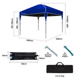 NNEMB 3.6x2.2m Ultra Compact Folding Gazebo, Carry bag, Portable Outdoor Popup Marquee for Camping Beach, Navy Blue