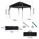NNEMB 3.6x2.2m Ultra Compact Folding Gazebo, Carry bag, Portable Outdoor Popup Marquee for Camping Beach, Black