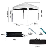 NNEMB 3.6x2.2m Ultra Compact Folding Gazebo, Carry bag, Portable Outdoor Popup Marquee for Camping Beach, White
