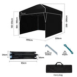 NNEMB 3.6x2.2m Ultra Compact Folding Gazebo, Walls, Carry bag, Portable Outdoor Popup Marquee for Camping Beach, Black