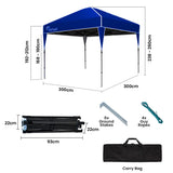 NNEMB TRACK 3x3m Ultra Compact Folding Gazebo, Carry bag, Portable Outdoor Popup Marquee for Camping Beach, Navy Blue