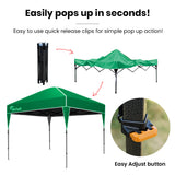 NNEMB 3x3m Ultra Compact Folding Gazebo, Carry bag, Portable Outdoor Popup Marquee for Camping Beach, Green