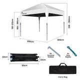 NNEMB 3x3m Ultra Compact Folding Gazebo, Carry bag, Portable Outdoor Popup Marquee for Camping Beach, White