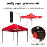 NNEMB 3x3M Folding Gazebo, Outdoor Shade Pop Up Tent Foldable Marquee, with Carry Bag, Red