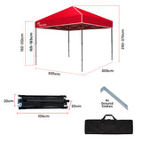 NNEMB 3x3M Folding Gazebo, Outdoor Shade Pop Up Tent Foldable Marquee, with Carry Bag, Red