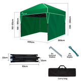 NNEMB 3x3m Ultra Compact Folding Gazebo, Walls, Carry bag, Portable Outdoor Popup Marquee for Camping Beach, Green
