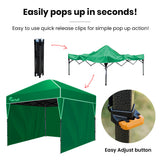NNEMB 3x3m Ultra Compact Folding Gazebo, Walls, Carry bag, Portable Outdoor Popup Marquee for Camping Beach, Green