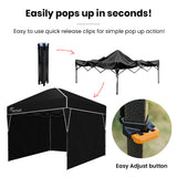 NNEMB 3x3m Ultra Compact Folding Gazebo, Walls, Carry bag, Portable Outdoor Popup Marquee for Camping Beach, Black
