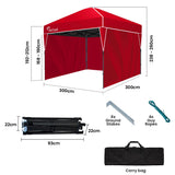 NNEMB 3x3m Ultra Compact Folding Gazebo, Walls, Carry bag, Portable Outdoor Popup Marquee for Camping Beach, Red
