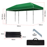 NNEMB 6x3m Folding Gazebo, Most Compact Foldable Design, Carry bag, Portable Outdoor Popup Marquee for Camping Beach, Green