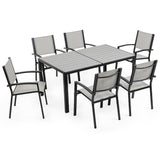 NNEMB 7pc Outdoor Dining Furniture Set, Table and Chairs Setting for Outside