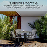 NNEMB 5pc Outdoor Dining Furniture Set, Table and Chairs Setting for Outside with E-coating