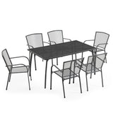 NNEMB 7pc Outdoor Dining Furniture Setting, Table and Chairs Set for outside with E-coating
