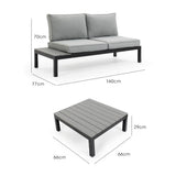 NNEMB 4 pc Outdoor Furniture Setting, 4 Seater Lounge, Chairs and Side Tables, for Outdoors Garden Patio