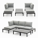 NNEMB 4 pc Outdoor Furniture Setting, 4 Seater Lounge, Chairs and Side Tables, for Outdoors Garden Patio