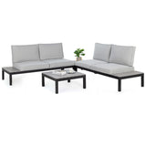 NNEMB 4 pc Outdoor Furniture Setting, 4 Seater Lounge, Chairs and Side Tables, for Outdoors Garden Patio