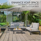 NNEMB 4 pc Outdoor Furniture Setting, 4 Seater Lounge, Chairs and Side Tables, for Outdoors Garden Patio