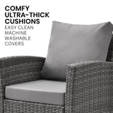 NNEMB 4 pc Outdoor Furniture Setting, 4 Seater, Lounge Sofa Chairs and Coffee Table, for Outdoors Garden Patio, Grey