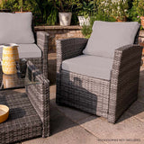 NNEMB 4 pc Outdoor Furniture Setting, 4 Seater, Lounge Sofa Chairs and Coffee Table, for Outdoors Garden Patio, Grey