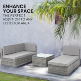 NNEMB 5 pc Outdoor Furniture Setting, 4 Seater Lounge Chairs, Includes Ottoman and Coffee Table, for Outdoors Garden Patio, Grey