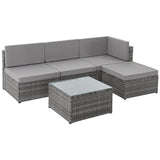 NNEMB 5 pc Outdoor Furniture Setting, 4 Seater Lounge Chairs, Includes Ottoman and Coffee Table, for Outdoors Garden Patio, Grey