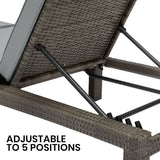 NNEMB Outdoor Sun Lounge, 5 Reclining Positions, Grey