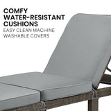 NNEMB Outdoor Sun Lounge, 5 Reclining Positions, Grey