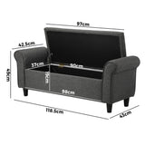 NNEED Storage Ottoman Linen Fabric Large Grey