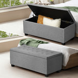 NNEED Storage Ottoman Faux Linen Light Grey