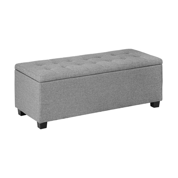 NNEED Storage Ottoman Faux Linen Light Grey