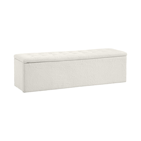 NNEED Storage Ottoman XL Faux Sherpa White