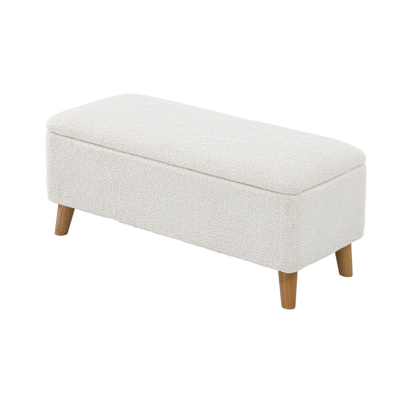 NNEED Storage Ottoman Sherpa Fabric White