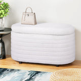 NNEDSZ Artiss Storage Ottoman Blanket Box 87cm Boucle Fabric Oval