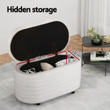 NNEDSZ Artiss Storage Ottoman Blanket Box 87cm Boucle Fabric Oval