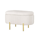 NNEDSZ Artiss Storage Ottoman Blanket Box 87cm Velvet Oval White