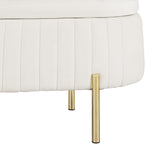 NNEDSZ Artiss Storage Ottoman Blanket Box 87cm Velvet Oval White