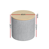 NNEDSZ Artiss Storage Ottoman Blanket Box 40cm Linen Round Grey