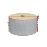 NNEDSZ Artiss Storage Ottoman Blanket Box 60cm Linen Round Grey