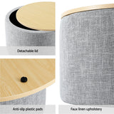 NNEDSZ Artiss Storage Ottoman Blanket Box 60cm Linen Round Grey