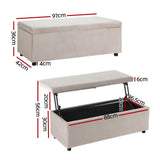NNEDSZ Storage Ottoman Blanket Box Table 97cm Velvet Taupe