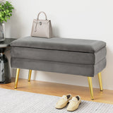 NNEDSZ Ottoman Storage Foot Stool Velvet Grey