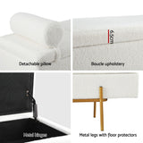 NNEDSZ Artiss Storage Ottoman Bed 140cm Pillow Boucle Fabric