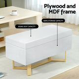 NNEDSZ Artiss Storage Ottoman Blanket Box Criss-cross Linen White