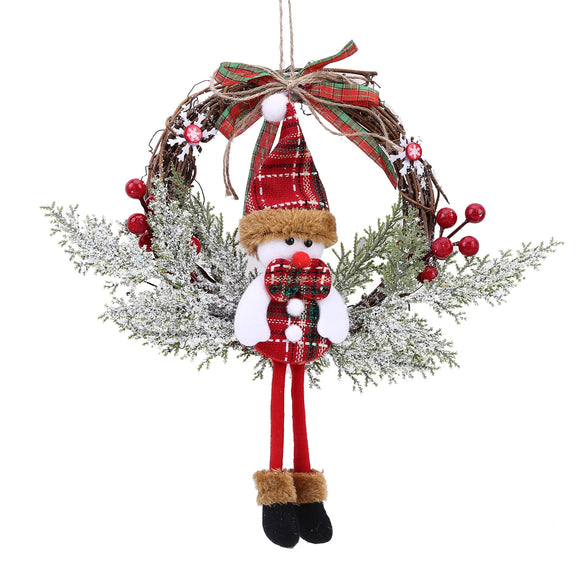 NNEOBA Christmas Wreath with Snowman Berry Garland