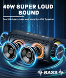 NNEOBA 40W Waterproof Bluetooth Speaker with LED Light (Black)