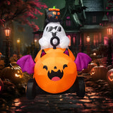 NNEOBA Halloween Inflatable Ghost with Pumpkin Cart - 6FT