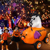 NNEOBA Halloween Inflatable Ghost with Pumpkin Cart - 6FT